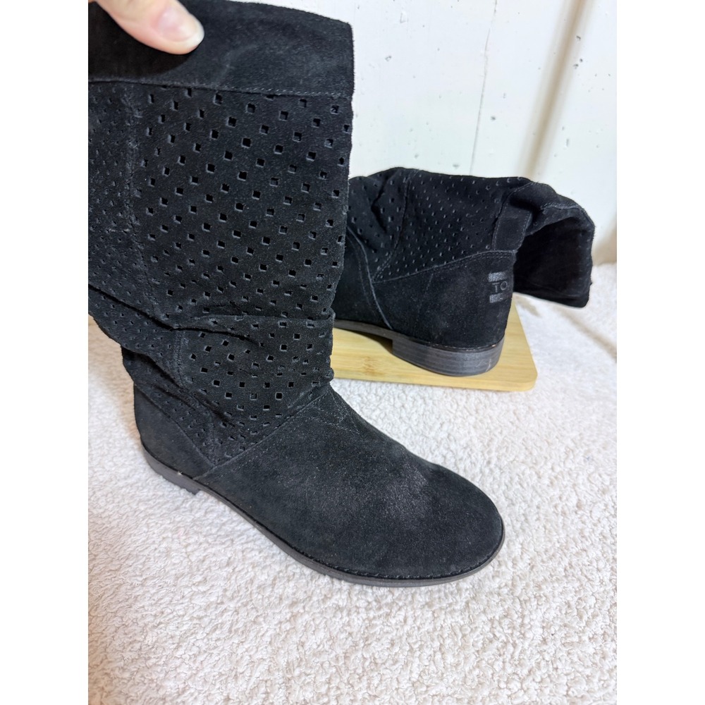 TOMS Womens Black Suede Perforated Slouchy Tall Boots Size 9 710515